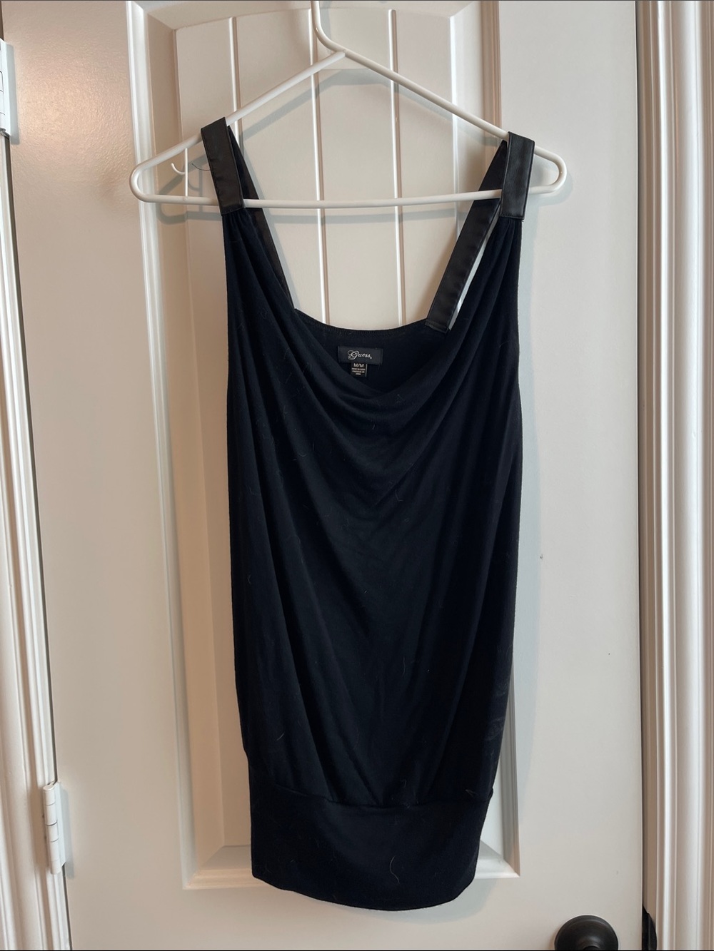 Guess Black Draped Front Tank Top